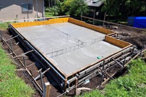 御杖村ログハウス新築 コンクリート打設