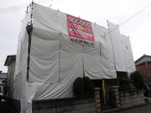 奈良県桜井市　モニエル瓦（洋瓦）の棟瓦の漆喰の詰め直し