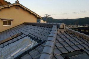 【屋根修理,雨漏り修理】奈良県吉野郡K様　いぶし瓦の屋根の棟瓦の交換・積み直し工事