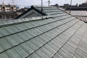 【奈良県大和高田市】屋根塗装｜失敗の多いモニエル屋根瓦を水谷ペイントのシリコン塗料で塗り替え